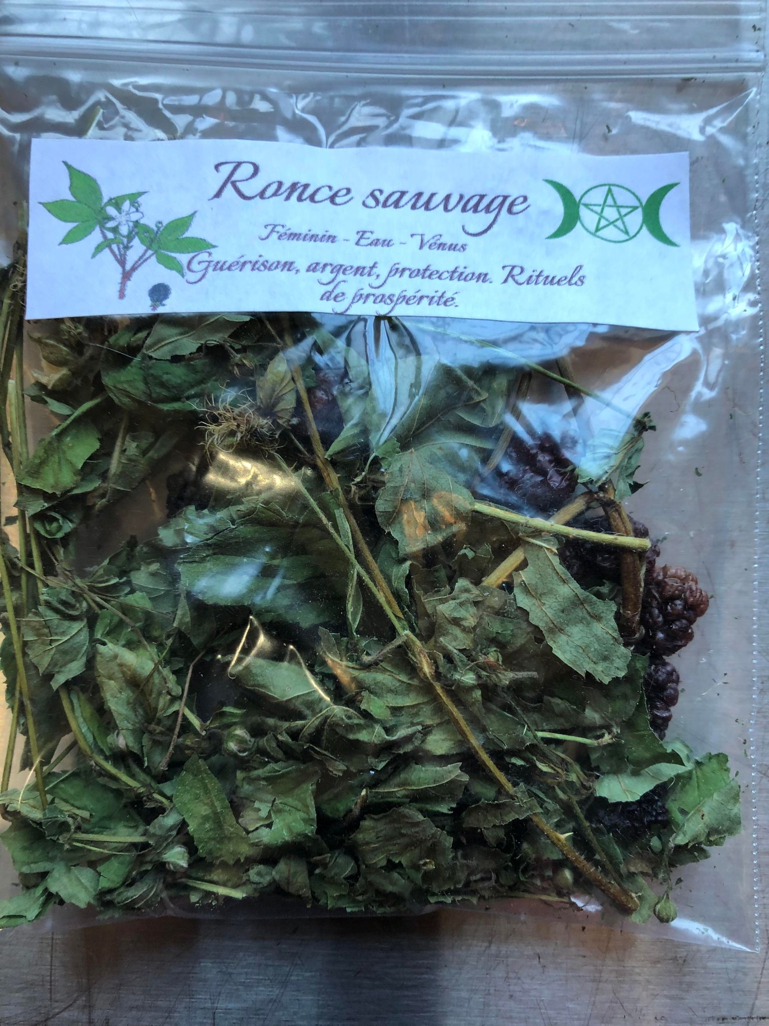 Ronce sauvage (feuilles, fleurs et fruits)